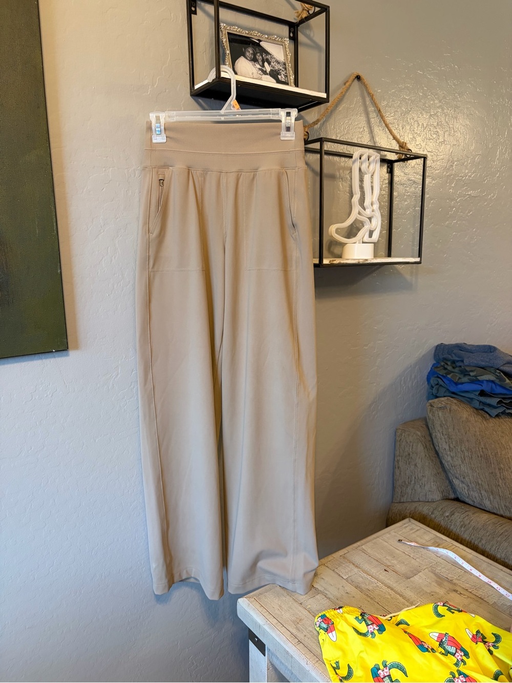 Nwot Athleta Wide Leg Pants in Taupe Beige with High Waist